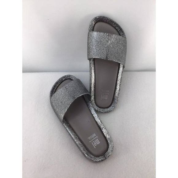 Melissa Other - Mel by Melissa Big Girls SilverGlitter Jelly Slip On Slide Sandals Kid's Size 12